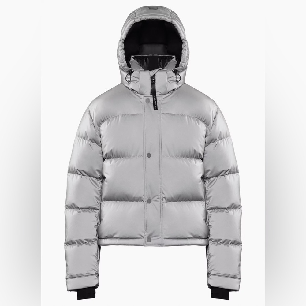 Aritzia The Super Puff Shorty in Reflective Grey